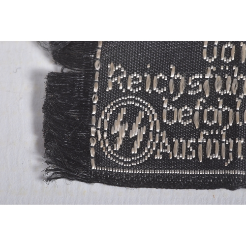 230 - A THIRD REICH GERMAN SS OFFICERS COLLAR PATCH, this is black and silver and was worn by a soldier wi... 