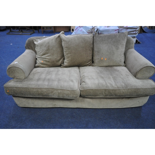 1397 - A BROWN UPHOLSTERED TWO SEATER SOFA BED