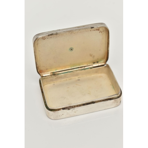 111 - A SILVER AND ENAMEL MASONIC SNUFF BOX, rectangular box detailed with a white, black and blue enamel ... 