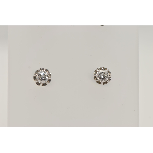 116 - THREE PAIRS OF EARRINGS, to include a pair of white metal diamond stud earrings, diamonds each measu... 