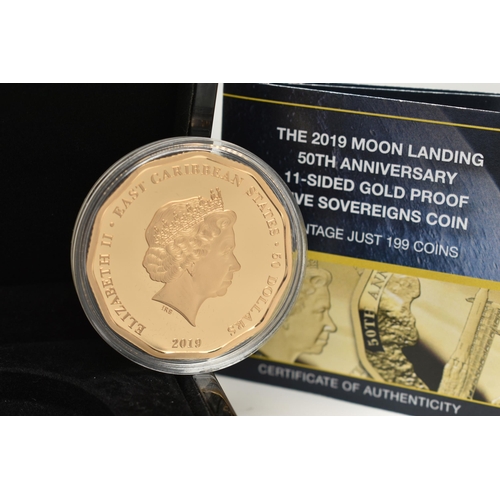 A HATTONS 2019 MOON LANDING 11 SIDED GOLD PROOF FIVE SOVEREIGNS