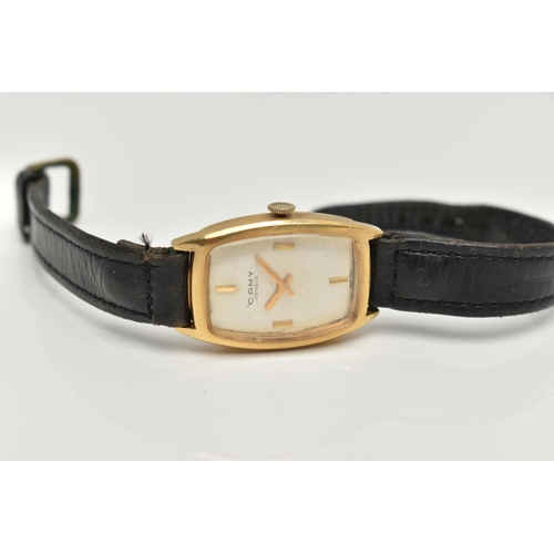 130 - A 'CAMY' WRISTWATCH, hand wound movement, rectangular dial signed 'Camy Geneve', baton markers at th... 