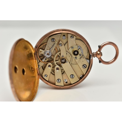 136 - AN EARLY 20TH CENTURY LADYS OPEN FACE POCKET WATCH, key wound movement, floral dial, Roman numerals,... 