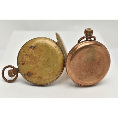 146 - TWO POCKET WATCHES, the first a full hunter, hand wound movement, signed 'California' Roman numerals... 