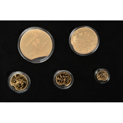 22 - THE 2019 HEROS OF D-DAY 75TH ANNIVERSARY GOLD DEFINATIVE PROOF SOVEREIGN SET, five Sovereign coin 22... 