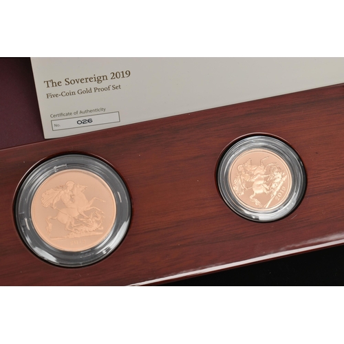 24 - A BOXED ROYAL MINT 'THE SOVEREIGN 2019 FIVE-COIN GOLD PROOF SET'