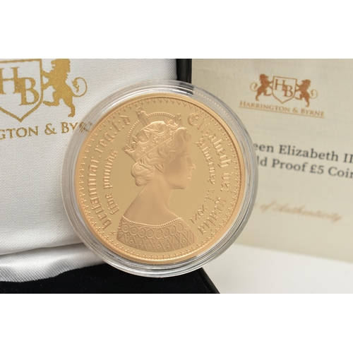 36 - A BOXED 2012 QUEEN ELIZABETH II GOTHIC GOLD PROOF FIVE POUND COIN