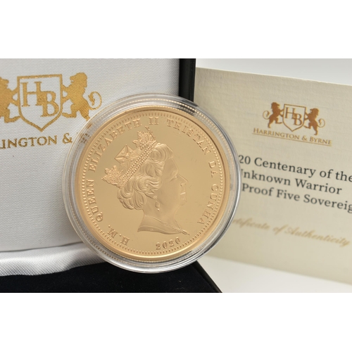 39 - A BOXED 2020 CENTENARY OF THE UNKNOWN WARRIOR GOLD PROOF FIVE SOVEREIGN COIN