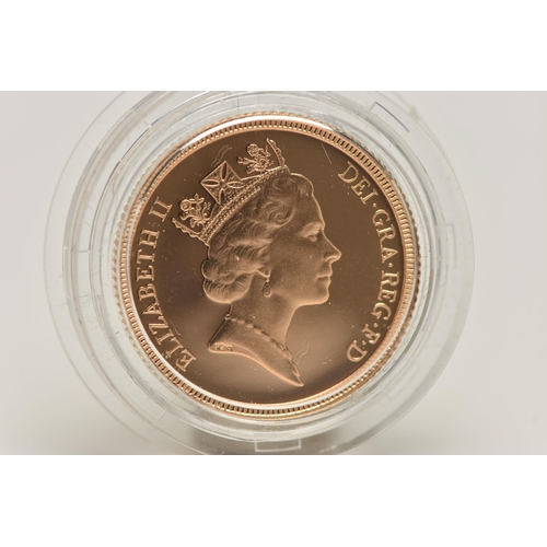 60 - ROYAL MINT FULL GOLD PROOF SOVEREIGN COIN QUEEN ELIZABETH II 1986, .916 fine, 7.98 gram, 22.05mm,  m... 