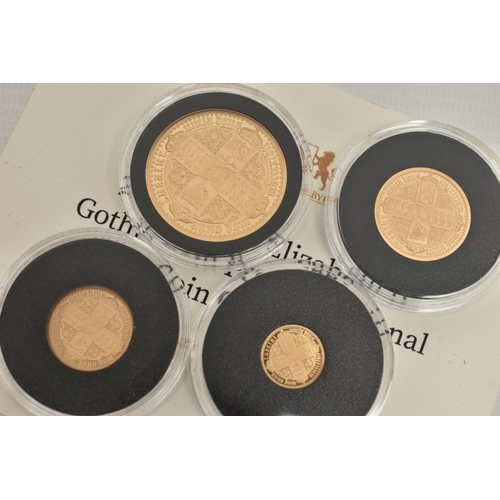 8 - A 2021 GOTHIC GOLD 22CT PROOF 4-COIN COLLECTION, to include all Alderney double Sovereign 16 gram, a... 