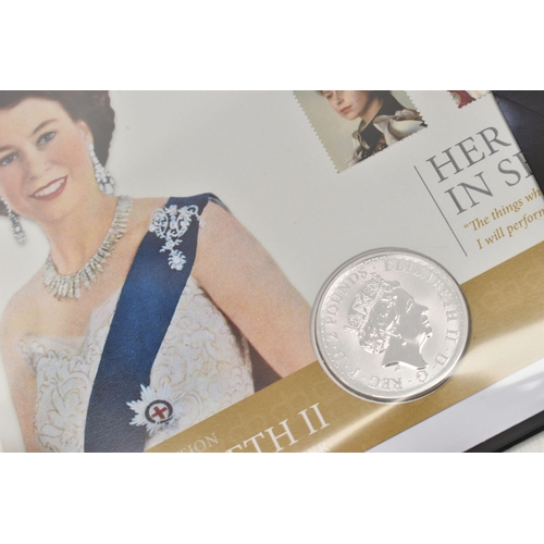 97 - A CARDBOARD BOX OF MAINLY ROYAL MINT ITEMS, to include a Royal Mint 2017 Prince Philip £5 Silver Pro... 