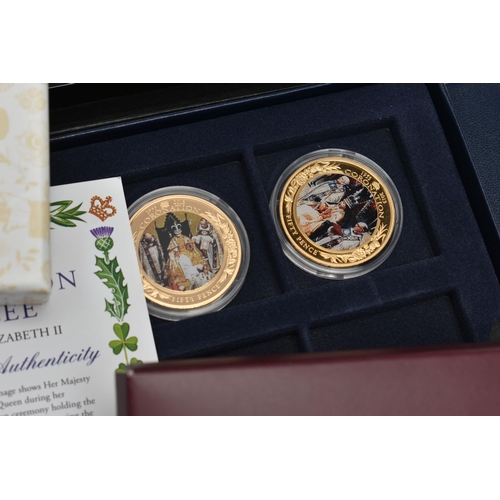 98 - A LARGE CARDBOARD BOX OF MIXED COINAGE, to include a folder of Her Majesty in pictures set of gold l... 