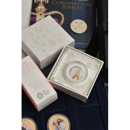 98 - A LARGE CARDBOARD BOX OF MIXED COINAGE, to include a folder of Her Majesty in pictures set of gold l... 