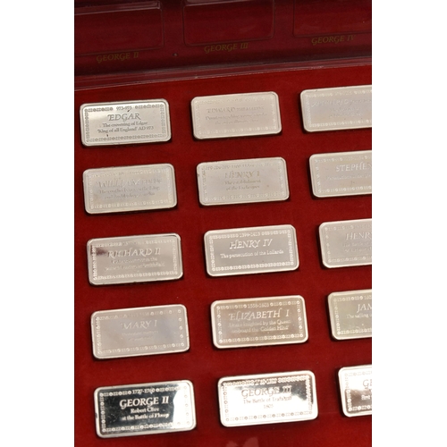 99 - A CASED COLLECTION OF FIFTY 20TH CENTURY STERLING SILVER PROOF INGOTS, '1000 Years of British Monarc... 