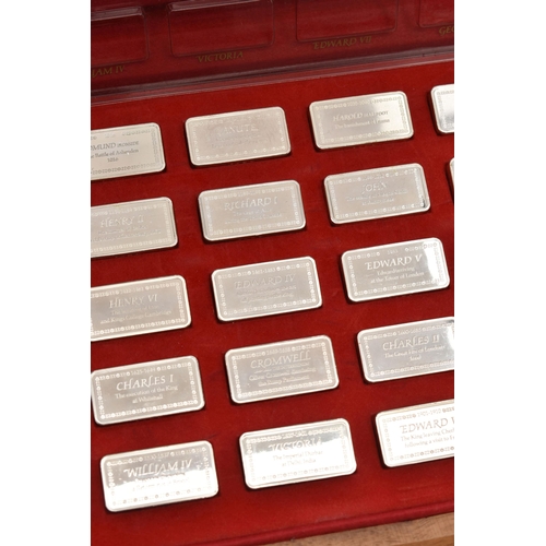 99 - A CASED COLLECTION OF FIFTY 20TH CENTURY STERLING SILVER PROOF INGOTS, '1000 Years of British Monarc... 