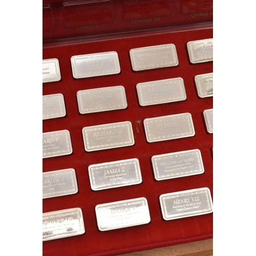 99 - A CASED COLLECTION OF FIFTY 20TH CENTURY STERLING SILVER PROOF INGOTS, '1000 Years of British Monarc... 