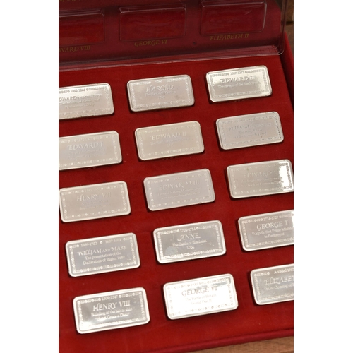 99 - A CASED COLLECTION OF FIFTY 20TH CENTURY STERLING SILVER PROOF INGOTS, '1000 Years of British Monarc... 