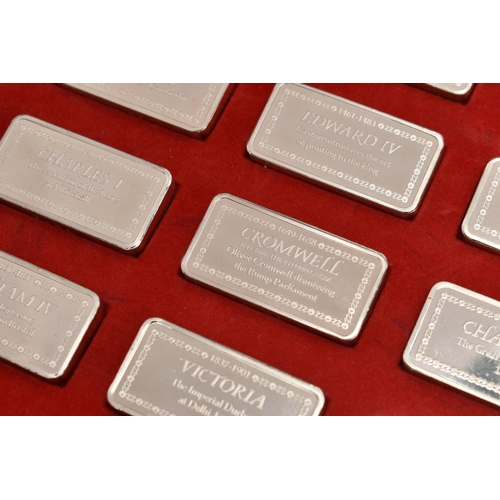 99 - A CASED COLLECTION OF FIFTY 20TH CENTURY STERLING SILVER PROOF INGOTS, '1000 Years of British Monarc... 