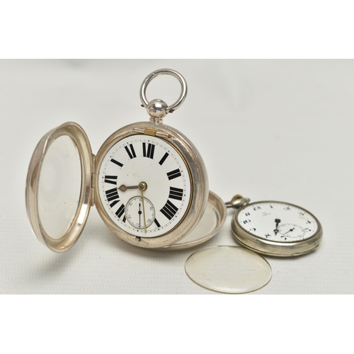 152 - AN OMEGA OPEN FACE POCKET WATCH AND SILVER OPEN FACE POCKET WATCH, AF manual wind open face pocket w... 