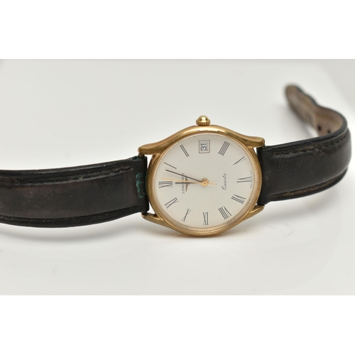 154 - A GENTS 'LONGINES' QUARTZ WRISTWATCH, round white dial signed 'Longines quartz', Roman numerals, dat... 