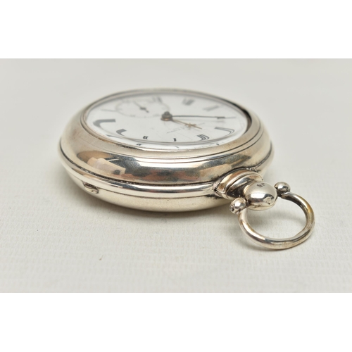 157 - A SILVER PAIR CASE, OPEN FACE POCKET WATCH, key wound, round white dial signed 'Blundell & Martin Li... 