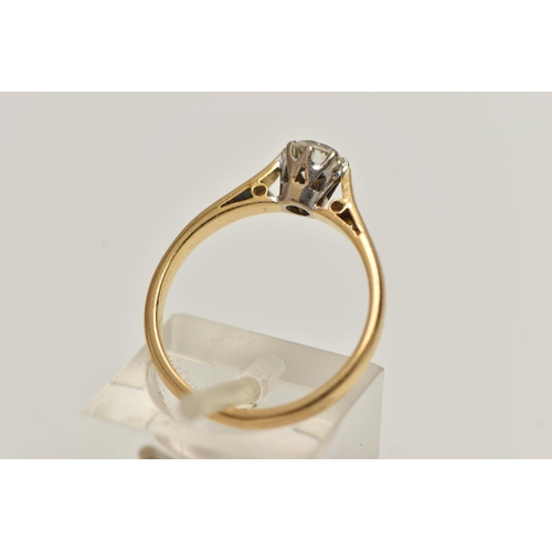 158 - AN 18CT GOLD DIAMOND RING, a single round brilliant cut diamond, approximate diamond carat weight 0.... 