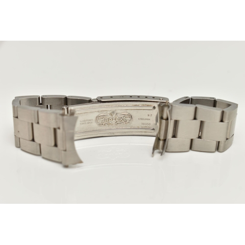 159 - A 'ROLEX' STAINLESS STEEL BRACELET, end links stamped 557, bracelet stamped 78350 19, folding buckle... 