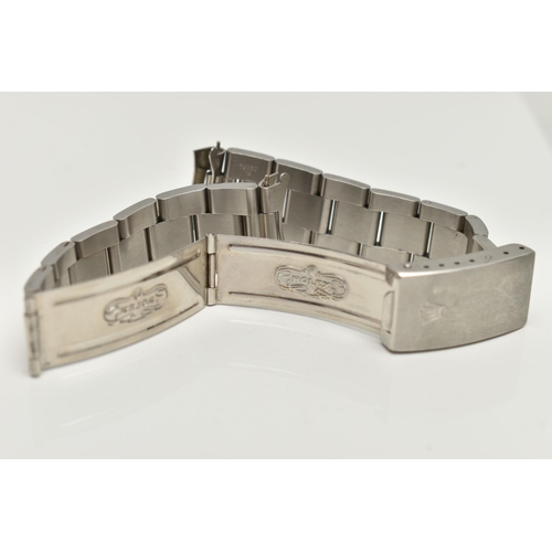 159 - A 'ROLEX' STAINLESS STEEL BRACELET, end links stamped 557, bracelet stamped 78350 19, folding buckle... 