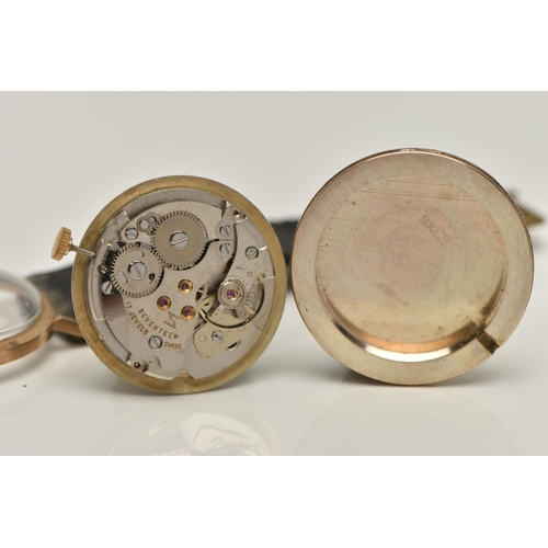 163 - A GENTS 9CT GOLD 'BENTIMA' WRISTWATCH, AF manual wind, round silver dial signed 'Bentima Star', Arab... 