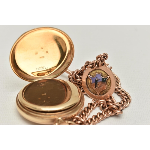 165 - A 9CT GOLD HALF HUNTER POCKET WATCH, manual wind, white dial signed 'Waltham', Arabic numerals, subs... 