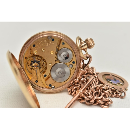 165 - A 9CT GOLD HALF HUNTER POCKET WATCH, manual wind, white dial signed 'Waltham', Arabic numerals, subs... 