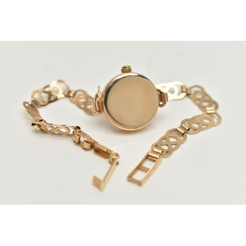 166 - A LADYS 9CT GOLD 'SOVEREIGN' WRISTWATCH, quartz movement, round gold dial signed 'Sovereign', baton ... 