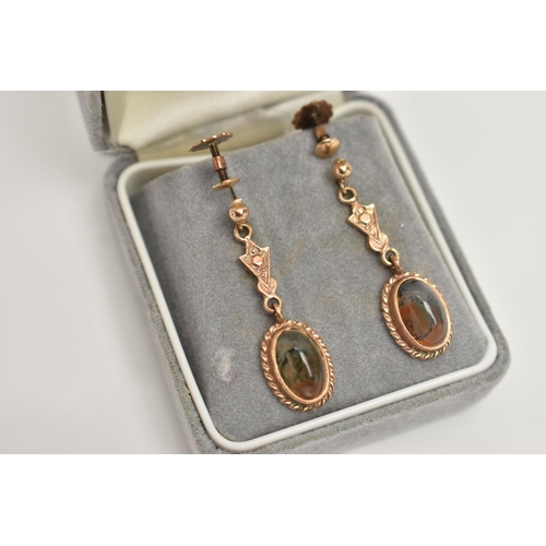 167 - TWO PAIRS OF DROP EARRINGS, the first designed as a pear cut and a circular cut hematite drop, claw ... 