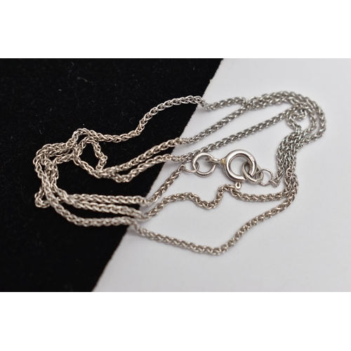 169 - AN 18CT WHITE GOLD WHEAT CHAIN, fitted with a spring clasp, hallmarked 18ct Birmingham, length 410mm... 