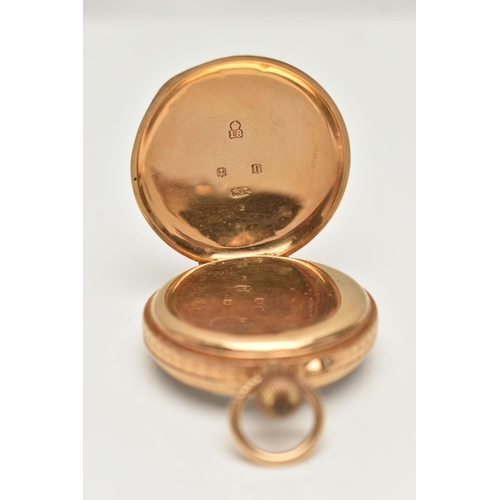 180 - AN EARLY 20TH CENTURY, 18CT GOLD OPEN FACE POCKET WATCH, manual wind, round white dial, Roman numera... 