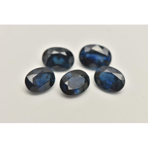 181 - FIVE LOOSE OVAL CUT SAPPHIRES, deep blue sapphires, each approximately weighing between 1.15ct to 1.... 