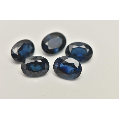 181 - FIVE LOOSE OVAL CUT SAPPHIRES, deep blue sapphires, each approximately weighing between 1.15ct to 1.... 