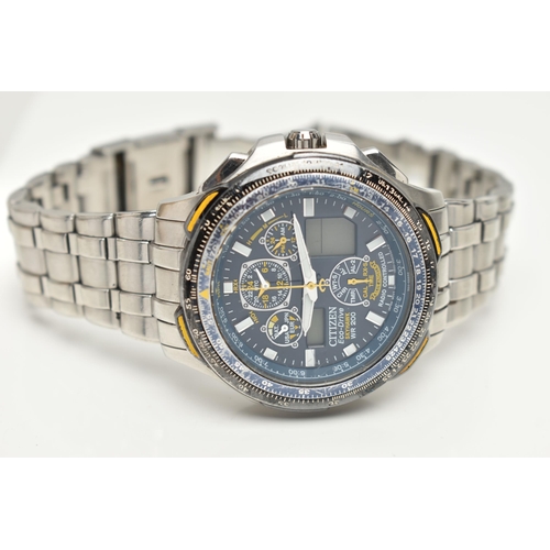 194 - A 'CITIZEN ECO DRIVE SKYHAWK' WRIST WATCH, 'eco-drive' movement, chronograph dial, signed 'Citizen E... 