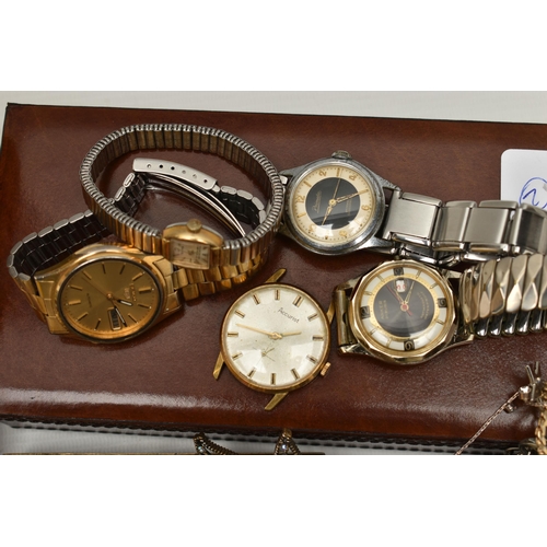 212 - GENTS WRISTWATCHES AND ASSORTED COSTUME JEWELLERY, to include a gents 'Seiko 5 automatic' wristwatch... 