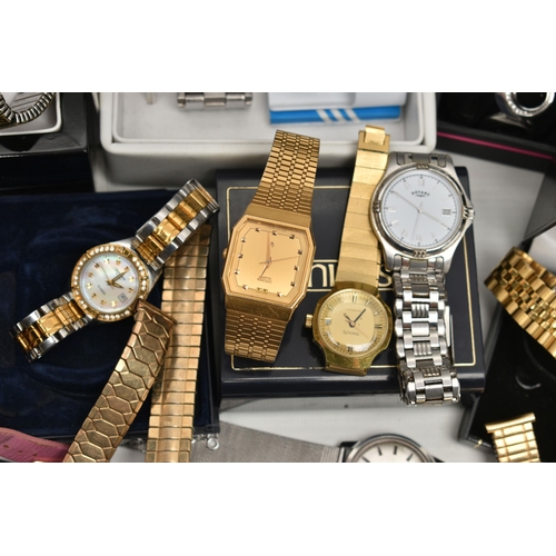 215 - A BOX OF ASSORTED WRISTWATCHES, seventeen wristwatches, names to include 'Fossil, Montine, Addidas, ... 