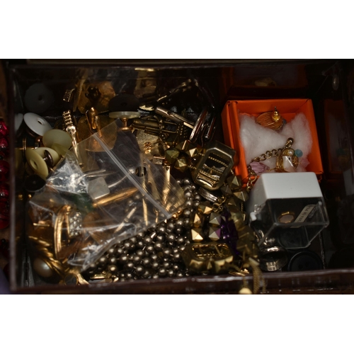 222 - A BOX OF ASSORTED ITEMS, to include a small assortment of costume jewellery, assorted white metal it... 