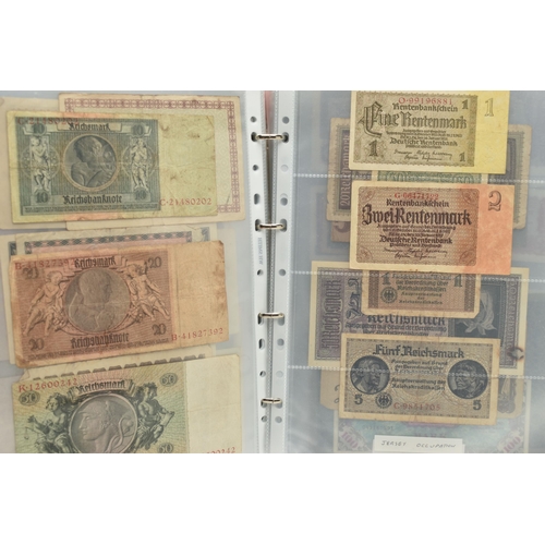 227 - TWO ALBUMS OF COINS, STAMPS, BANKNOTES, ETC, to include an album 1 Four Sheets of WWII Related coina... 