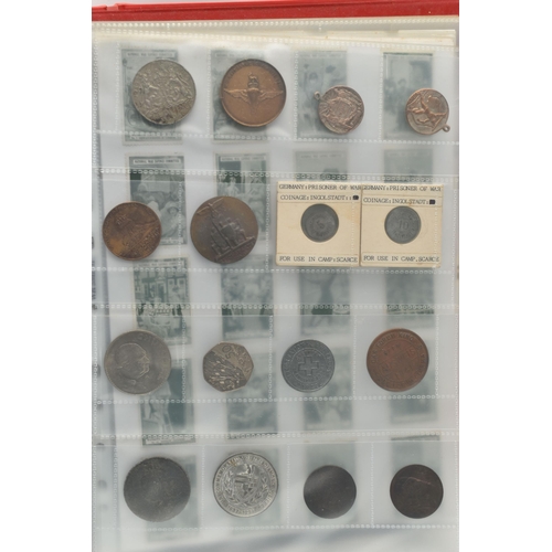 227 - TWO ALBUMS OF COINS, STAMPS, BANKNOTES, ETC, to include an album 1 Four Sheets of WWII Related coina... 