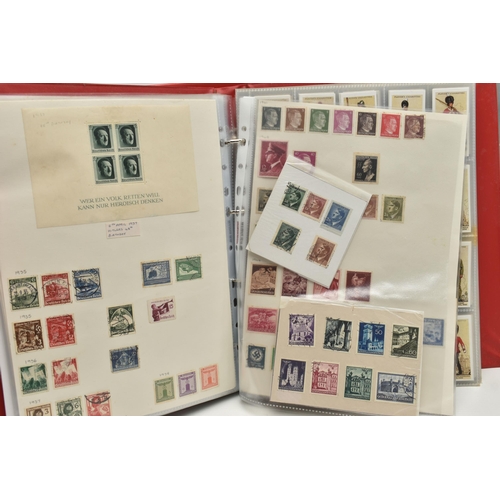 227 - TWO ALBUMS OF COINS, STAMPS, BANKNOTES, ETC, to include an album 1 Four Sheets of WWII Related coina... 