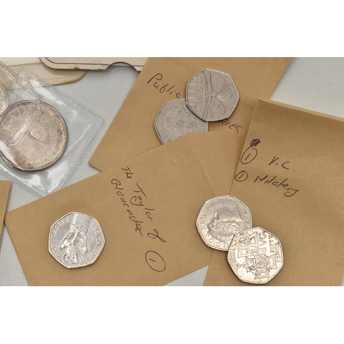 228 - A CARDBOARD BOX OF COINS, to include two Canada  1967 One Dollar coins .800 silver, two boxed Queen ... 