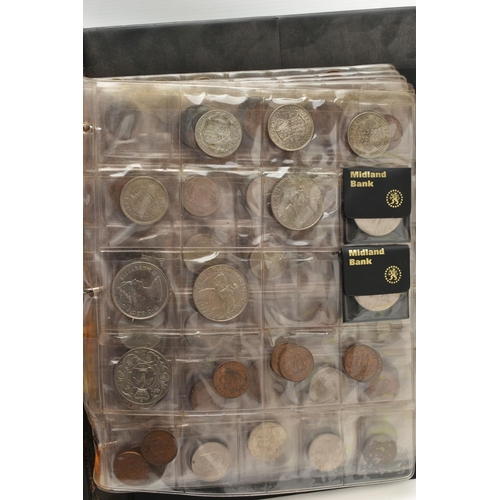 230 - A PLASTIC TRAY OF MAINLY UK COINAGE TO INCLUDE:20th Century uk coinage in two Coin albums with a qua... 