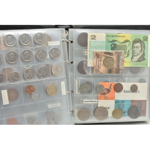 234 - FOUR SMALL ALBUMS CONTAINING COINS AND BANKNOTES, to include Early Ten and One Pound banknotes some ... 