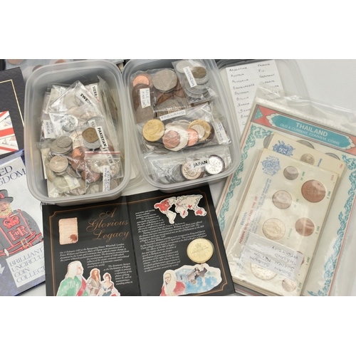 234 - FOUR SMALL ALBUMS CONTAINING COINS AND BANKNOTES, to include Early Ten and One Pound banknotes some ... 