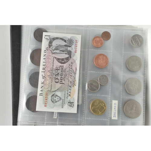 234 - FOUR SMALL ALBUMS CONTAINING COINS AND BANKNOTES, to include Early Ten and One Pound banknotes some ... 