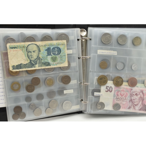 234 - FOUR SMALL ALBUMS CONTAINING COINS AND BANKNOTES, to include Early Ten and One Pound banknotes some ... 